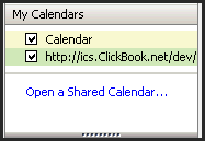 Image:Subscribing to ClickBook with Outlook 2003